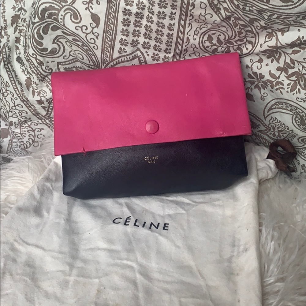 Authentic CELINE TriColor Colorblock Pouchette